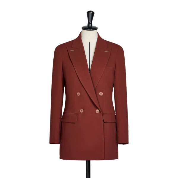 Osso Double-Breasted Wool Cady Blazer in Brick Red
