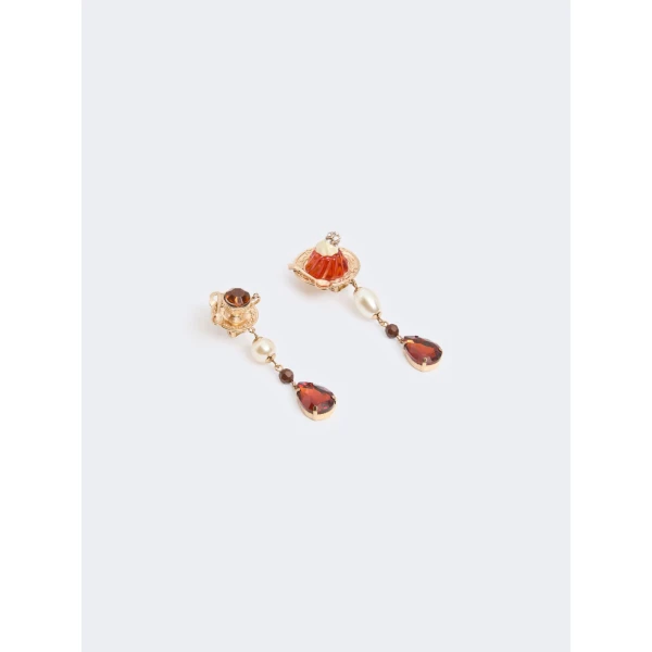 Max Mara Ottano Drop Pendant Earrings in Gold | Earrings | Coveti