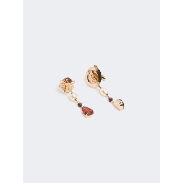 Max Mara Ottano Drop Pendant Earrings in Gold | Earrings | Coveti
