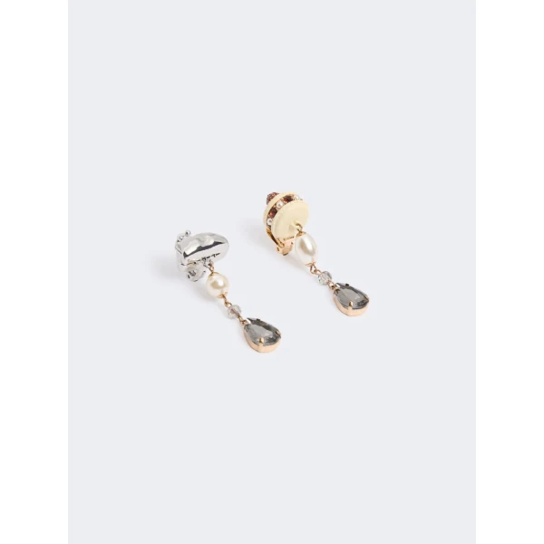 Max Mara Ottano Drop Pendant Earrings in Silver | Earrings | Coveti