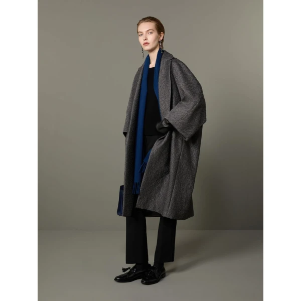 Max Mara Ottanta Jacquard Cape Coat in Medium Grey | Coats | Coveti