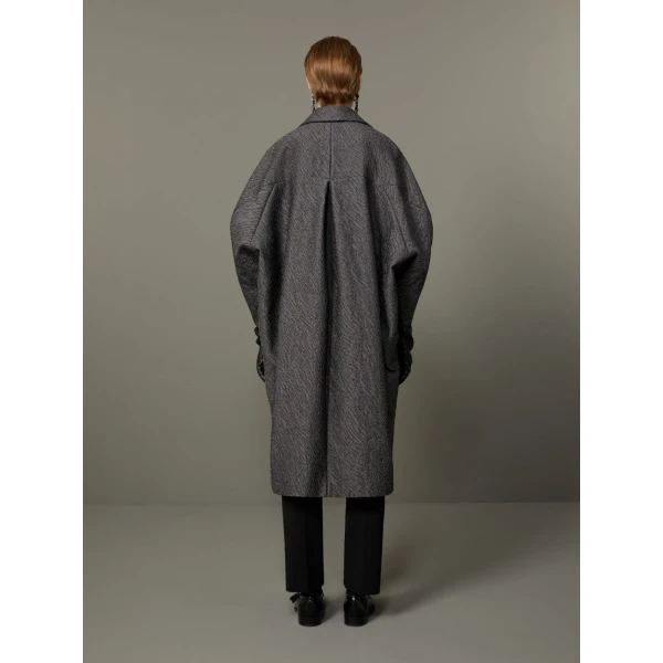 Max Mara Ottanta Jacquard Cape Coat in Medium Grey | Coats | Coveti