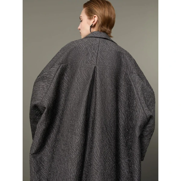 Max Mara Ottanta Jacquard Cape Coat in Medium Grey | Coats | Coveti