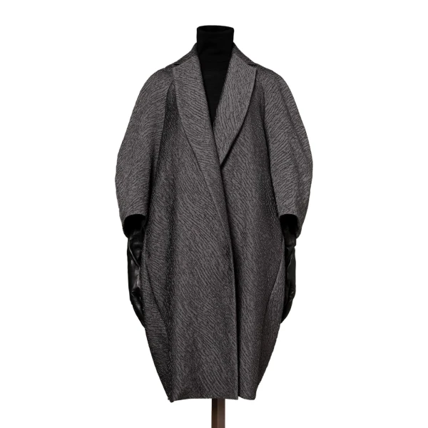 Max Mara Ottanta Jacquard Cape Coat in Medium Grey | Coats | Coveti