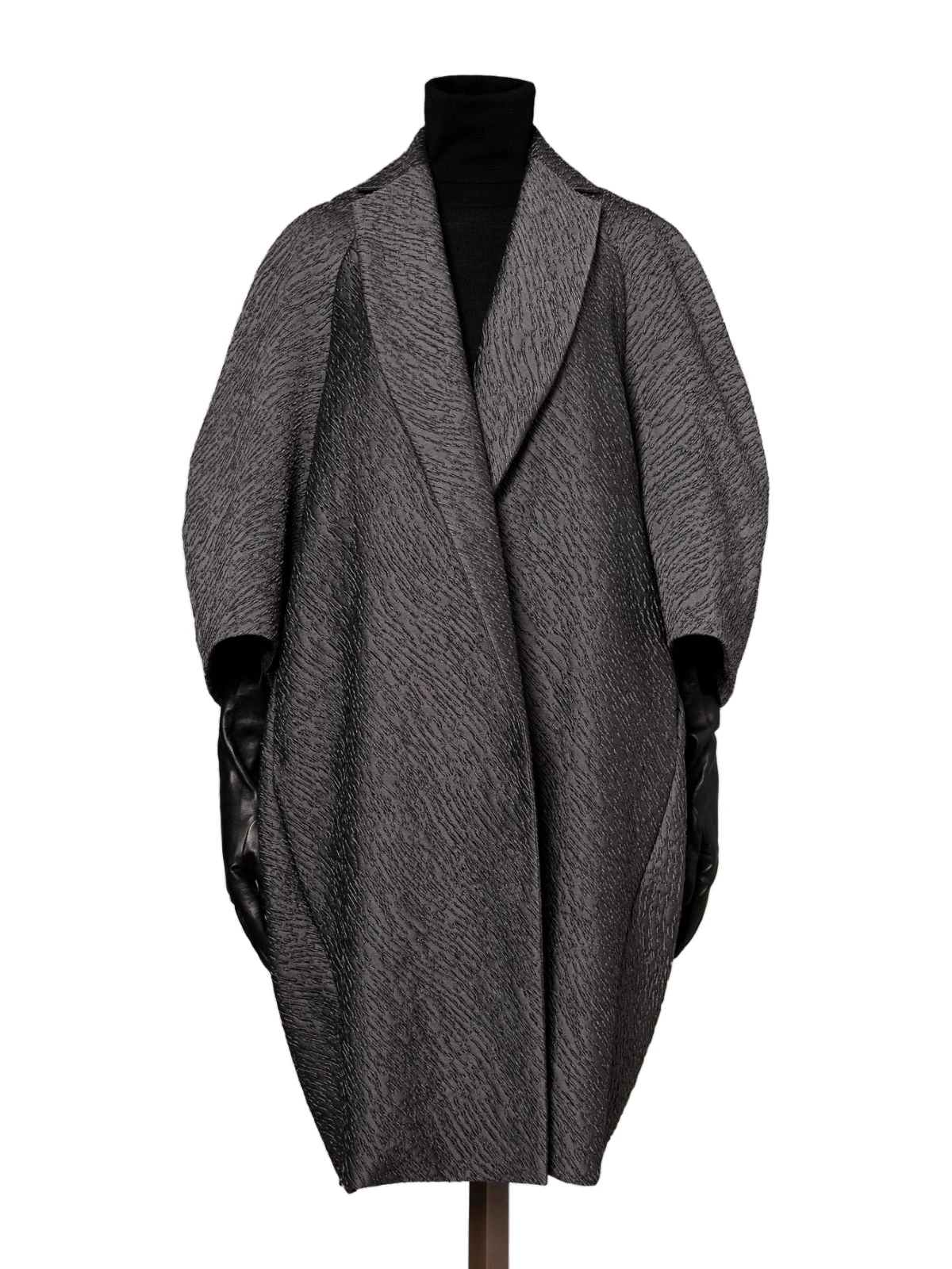 Max Mara Ottanta Jacquard Cape Coat in Medium Grey Max Mara Ottanta Jacquard Cape Coat in Medium Grey | Coats | Coveti
