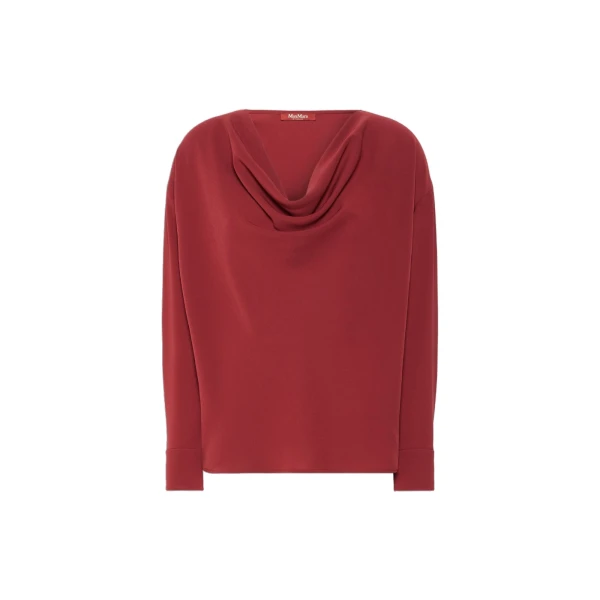 Max Mara Ottimo Technical Cady Blouse in Ruby | Blouse | Coveti
