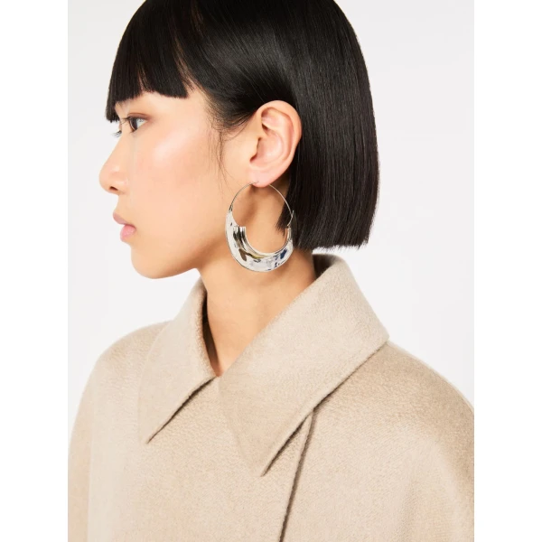 Max Mara Otto Crescent Hoop Earrings in Silver | Earrings | Coveti
