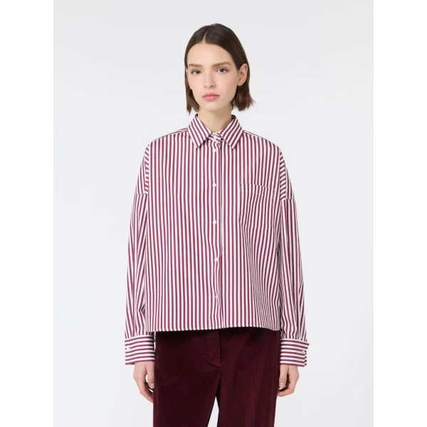 Max Mara Ovatta Boxy Cotton Poplin Shirt in Bordeaux | Shirts | Coveti