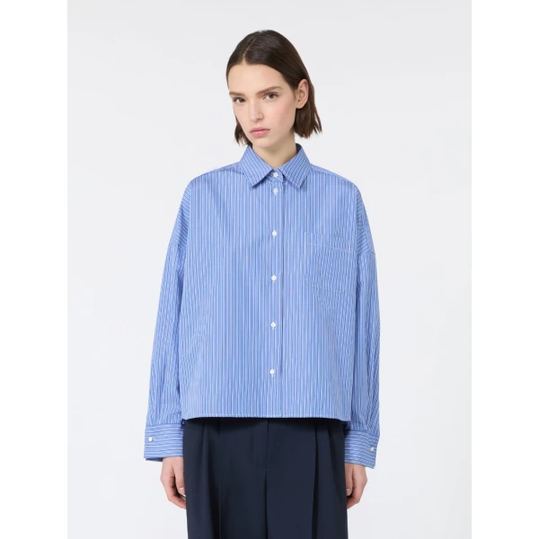 Max Mara Ovatta Boxy Cotton Poplin Shirt in Cornflower Blue | Shirts | Coveti