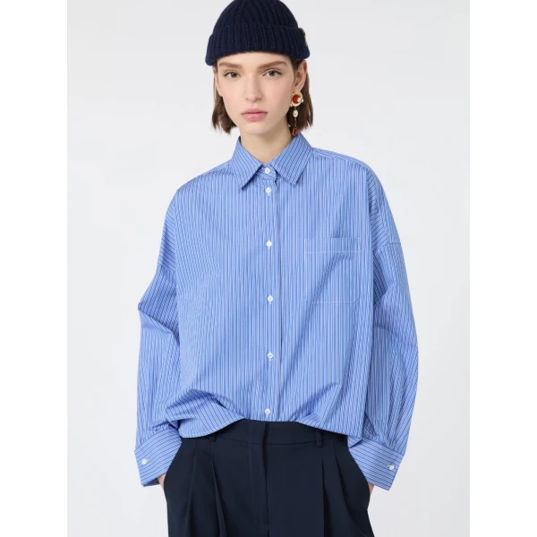 Max Mara Ovatta Boxy Cotton Poplin Shirt in Cornflower Blue | Shirts | Coveti