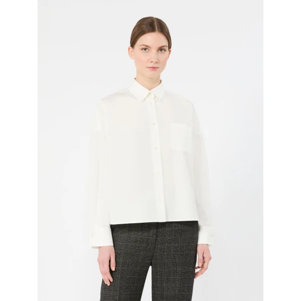 Max Mara Ovatta Boxy Cotton Poplin Shirt in White | Shirts | Coveti