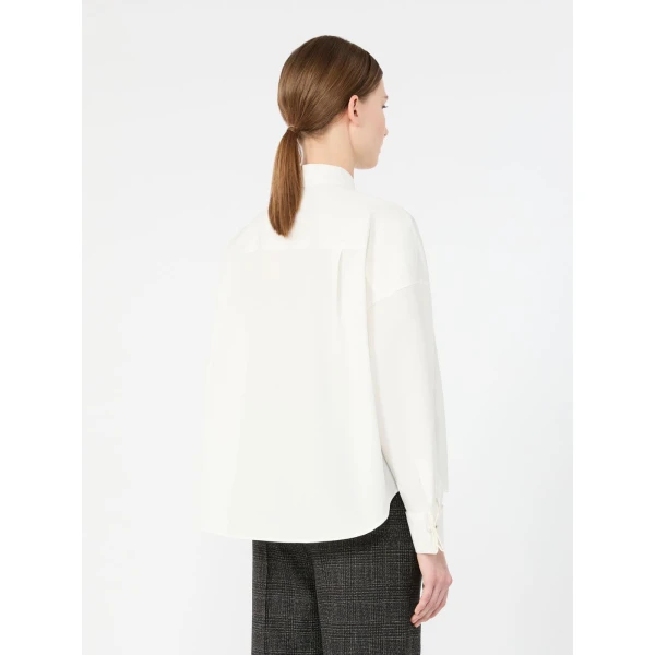 Max Mara Ovatta Boxy Cotton Poplin Shirt in White | Shirts | Coveti