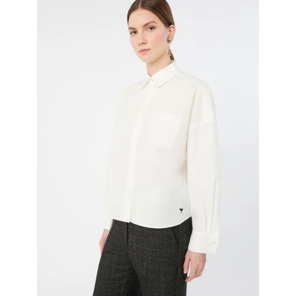 Max Mara Ovatta Boxy Cotton Poplin Shirt in White | Shirts | Coveti