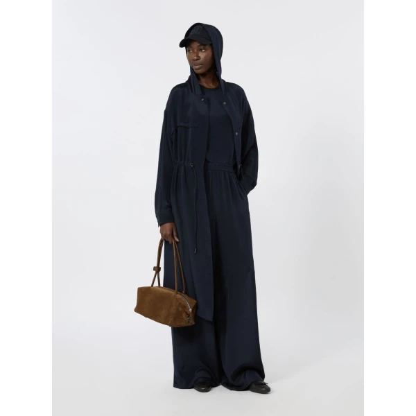 Max Mara Ovatte Silk Crepe de Chine Overcoat in Ultramarine | Coats | Coveti