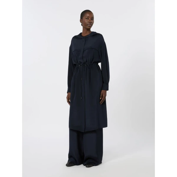 Max Mara Ovatte Silk Crepe de Chine Overcoat in Ultramarine | Coats | Coveti