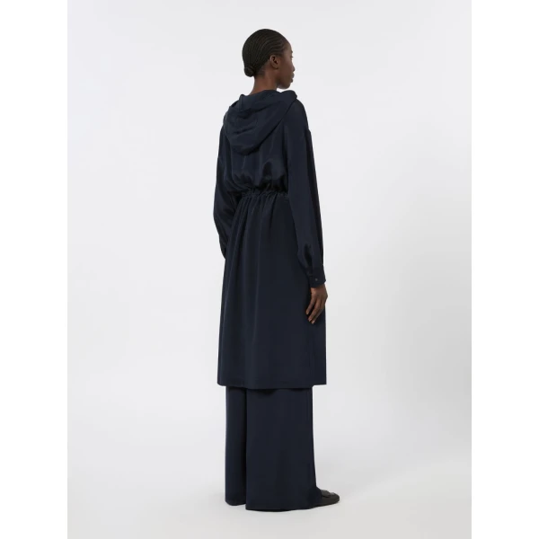 Max Mara Ovatte Silk Crepe de Chine Overcoat in Ultramarine | Coats | Coveti
