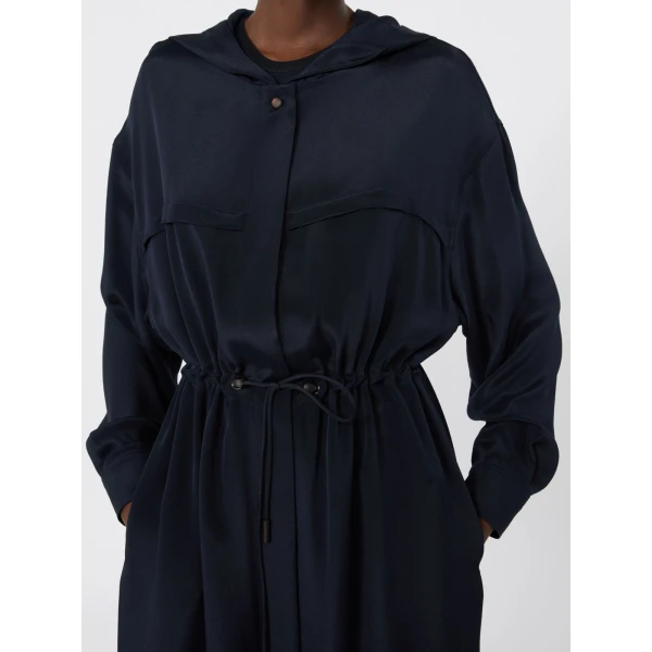 Max Mara Ovatte Silk Crepe de Chine Overcoat in Ultramarine | Coats | Coveti