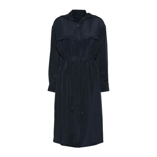 Ovatte Silk Crepe de Chine Overcoat in Ultramarine