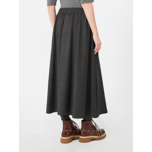 Max Mara Ovest Stretch Wool Flannel Midi Skirt in Dark Grey | Midi Skirts | Coveti