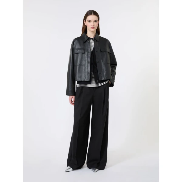 Max Mara Ovvio Wide Leg Wool Trousers in Black | Wide leg pants | Coveti