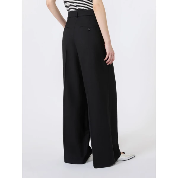 Max Mara Ovvio Wide Leg Wool Trousers in Black | Wide leg pants | Coveti