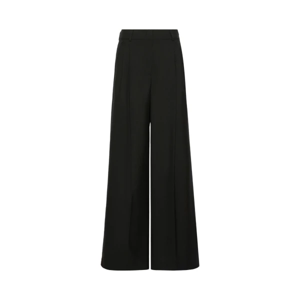 Max Mara Ovvio Wide Leg Wool Trousers in Black | Wide leg pants | Coveti