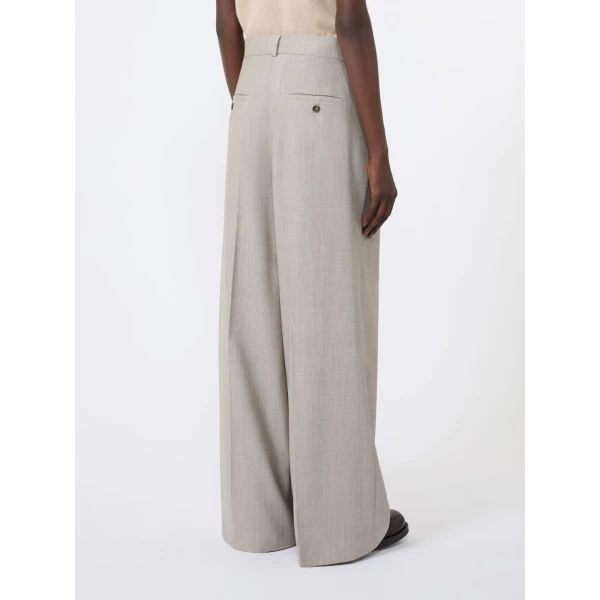 Max Mara Ovvio Wide Leg Wool Trousers in Hazelnut Brown | Wide leg pants | Coveti