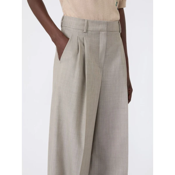 Max Mara Ovvio Wide Leg Wool Trousers in Hazelnut Brown | Wide leg pants | Coveti