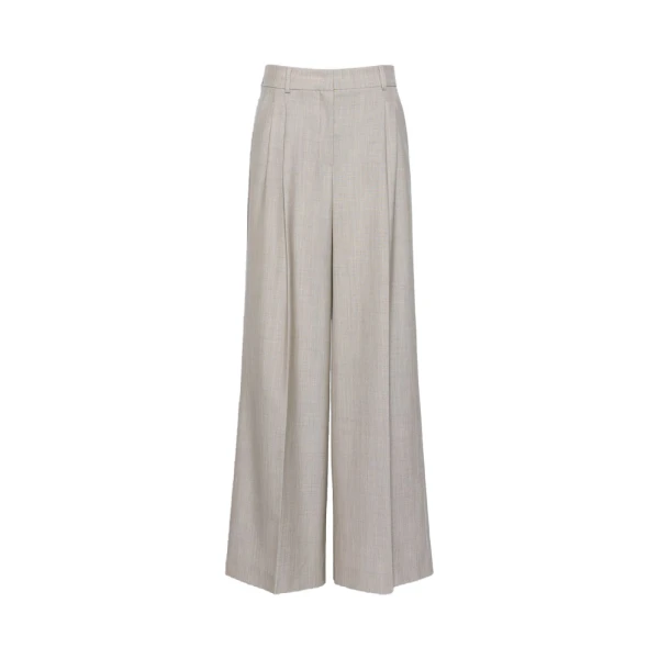 Ovvio Wide Leg Wool Trousers in Hazelnut Brown