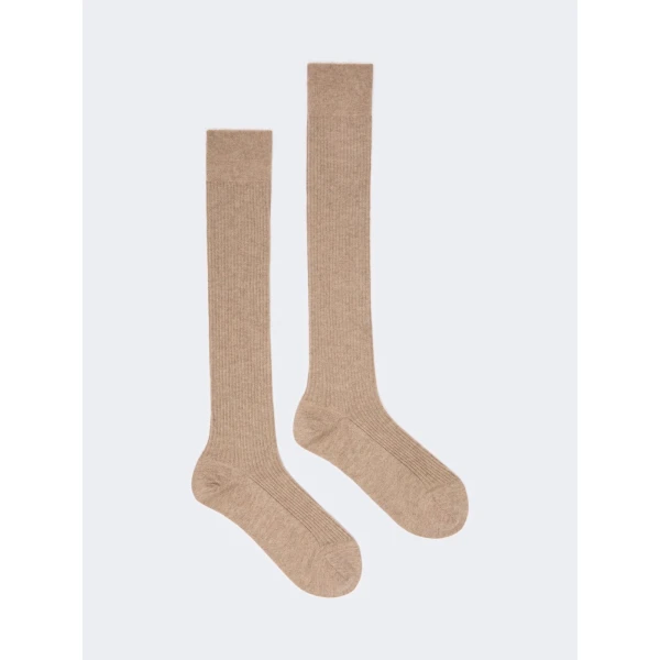 Max Mara Oxiria Ribbed Cashmere Socks in Beige | Accessories | Coveti