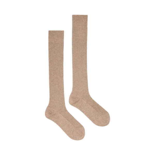 Oxiria Ribbed Cashmere Socks in Beige