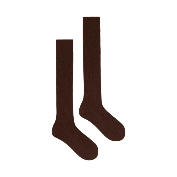 Max Mara Oxiria Ribbed Cashmere Socks in Brown | Accessories | Coveti