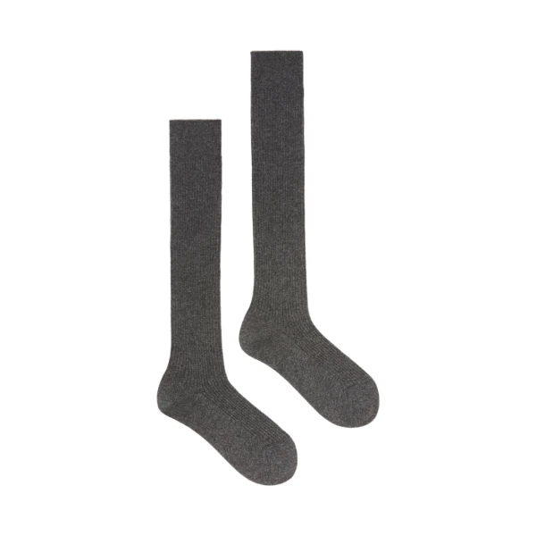 Oxiria Ribbed Cashmere Socks in Dark Grey