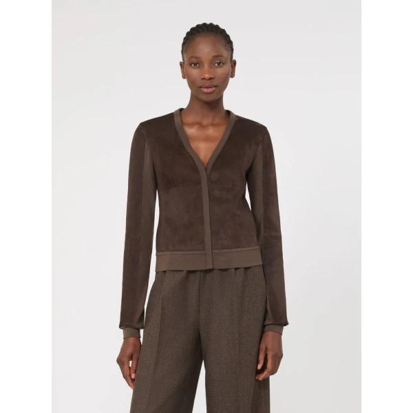 Max Mara Ozioso Wool Jersey Cardigan in Mud | Wool Coat | Coveti