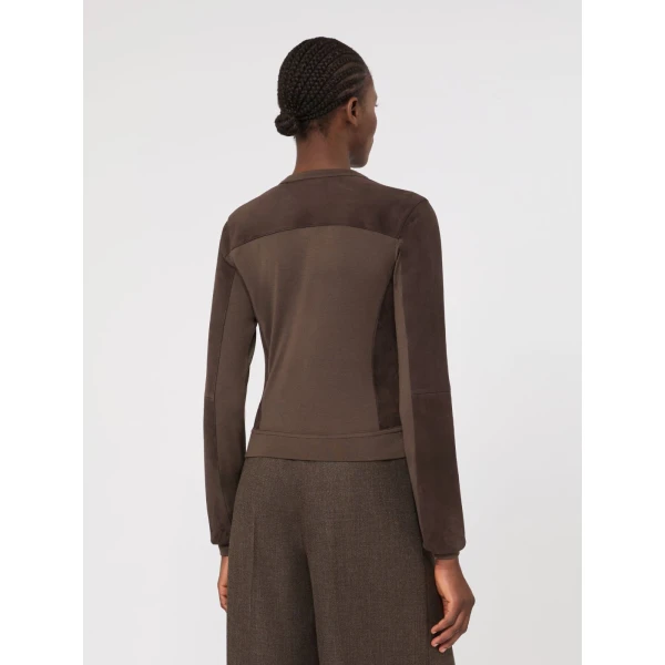 Max Mara Ozioso Wool Jersey Cardigan in Mud | Wool Coat | Coveti