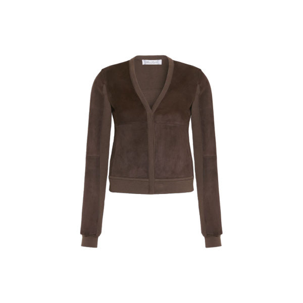 Max Mara Ozioso Wool Jersey Cardigan in Mud | Wool Coat | Coveti