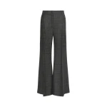 Max Mara Pacca Prince of Wales Check Wool Trousers in Dark Grey | Tailored pants | Coveti