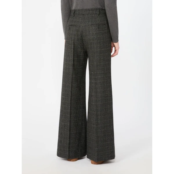 Max Mara Pacca Prince of Wales Check Wool Trousers in Dark Grey | Tailored pants | Coveti