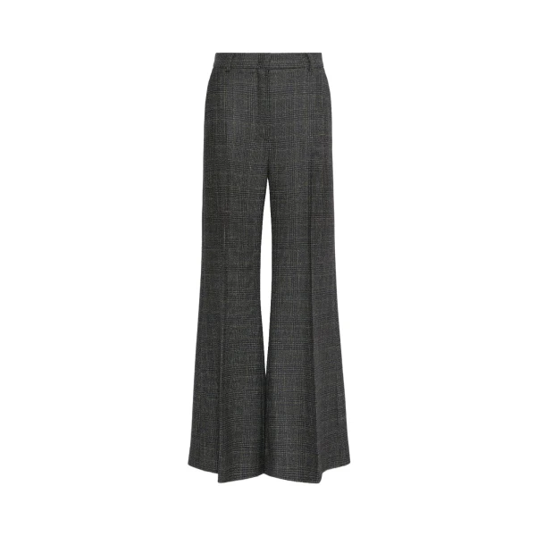 Pacca Prince of Wales Check Wool Trousers in Dark Grey