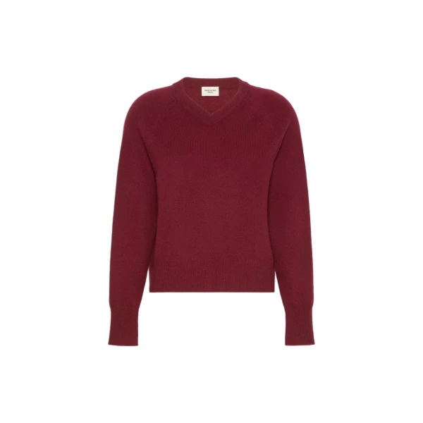 Max Mara Padre Cashmere V-Neck Jumper in Bordeaux | Sweaters | Coveti