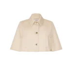 Max Mara Padre Cropped Gabardine Cape in Stone Grey | Coats | Coveti