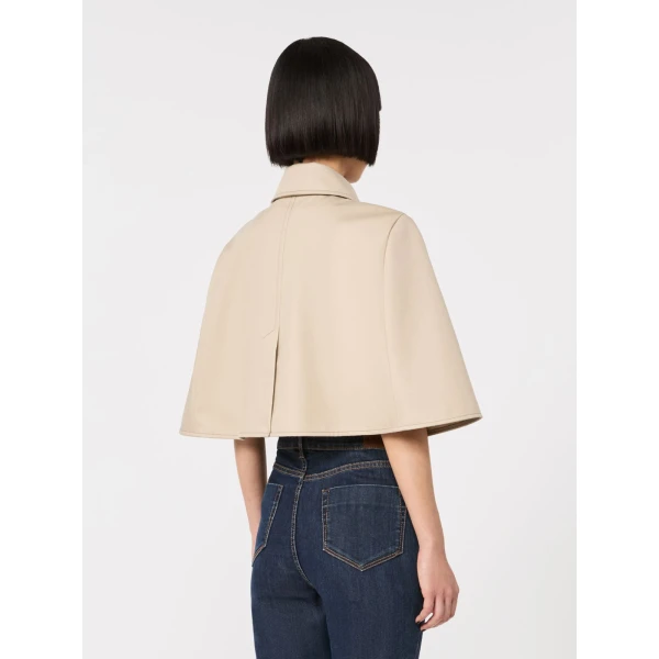 Max Mara Padre Cropped Gabardine Cape in Stone Grey | Coats | Coveti