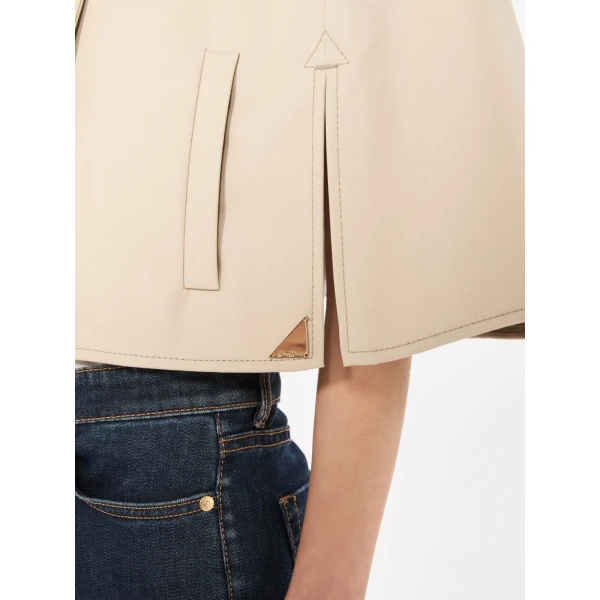 Max Mara Padre Cropped Gabardine Cape in Stone Grey | Coats | Coveti