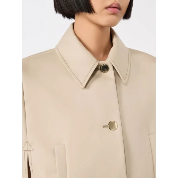Max Mara Padre Cropped Gabardine Cape in Stone Grey | Coats | Coveti
