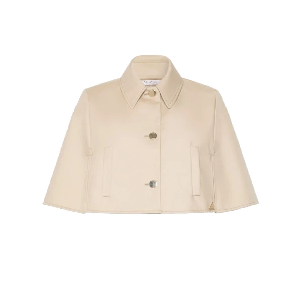 Padre Cropped Gabardine Cape in Stone Grey