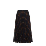 Max Mara Pagano Plisse Georgette-Blend Skirt in Blue Brown | Pleated Skirts | Coveti