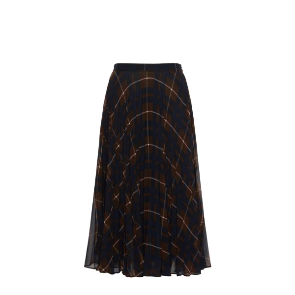 Pagano Plisse Georgette-Blend Skirt in Blue Brown