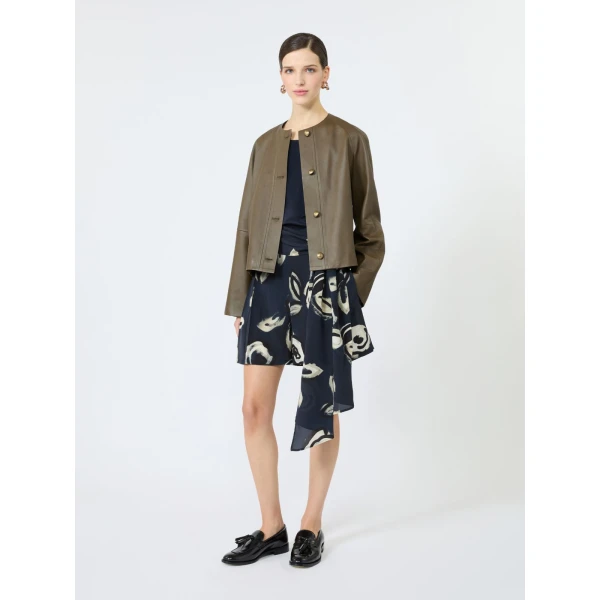 Max Mara Pagano Printed Silk Crepe de Chine Blouse in Ultramarine | Blouse | Coveti