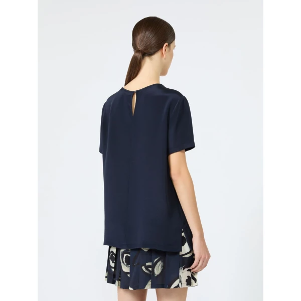 Max Mara Pagano Printed Silk Crepe de Chine Blouse in Ultramarine | Blouse | Coveti