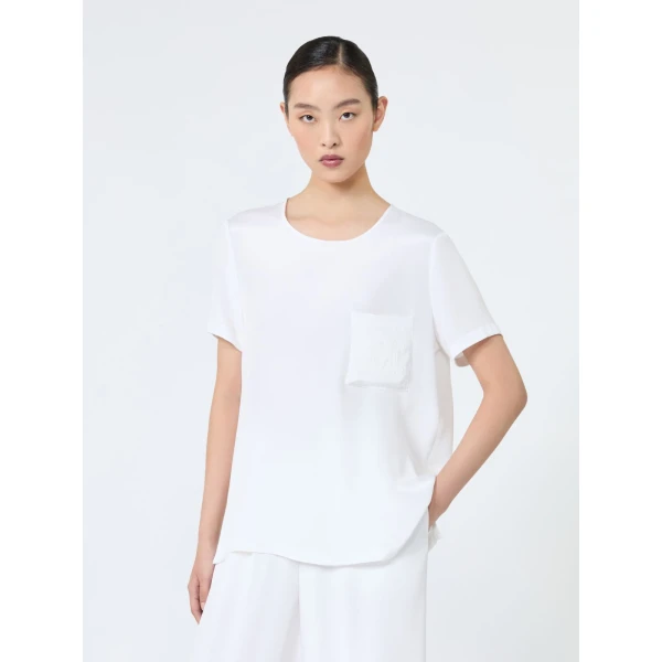 Max Mara Pagano Printed Silk Crepe de Chine Blouse in White | Blouse | Coveti